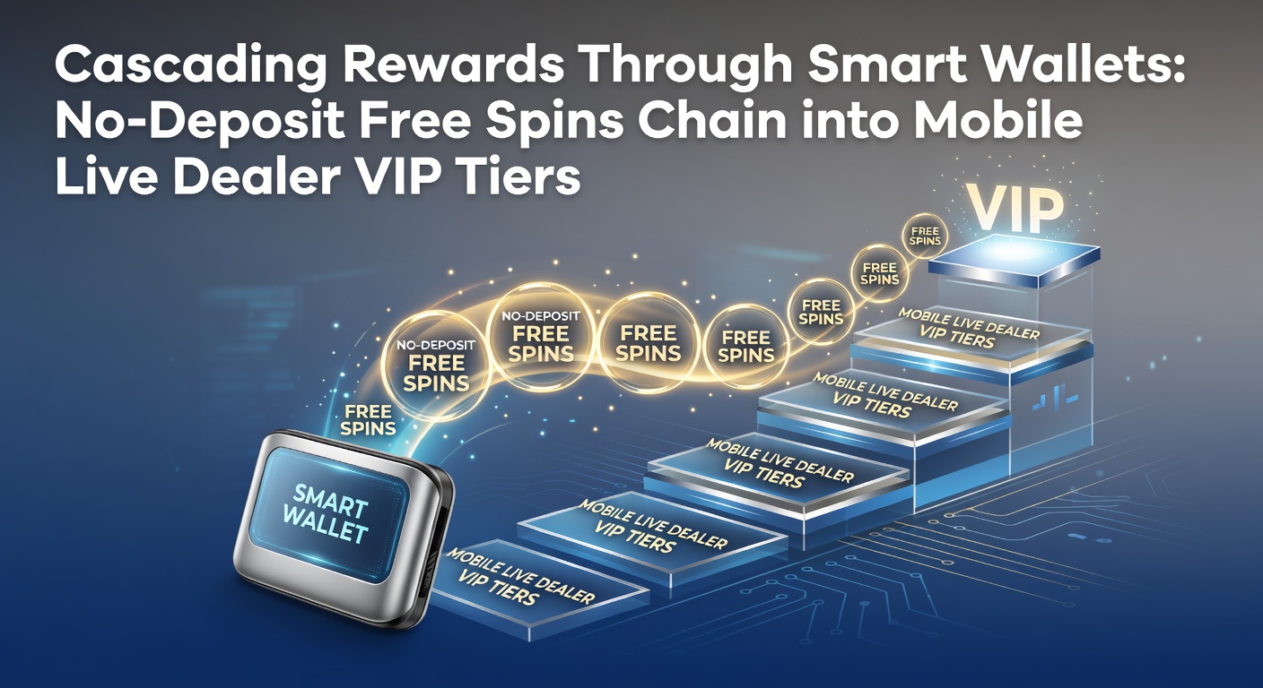 Grafiek van een ketenreactie met slimme portemonnees die no-deposit free spins verbinden met VIP-niveaus in mobiele live dealer spellen