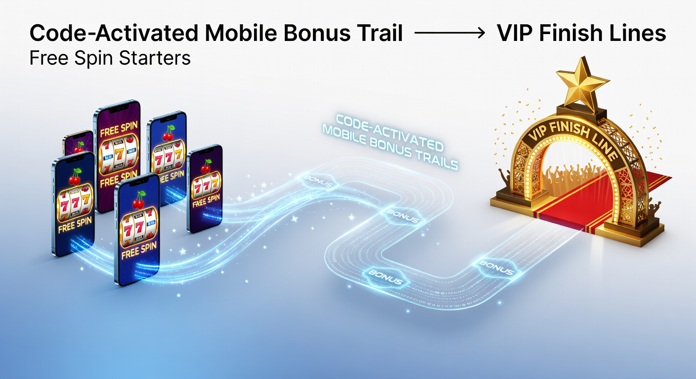Mobiele interface met actieve free spin bonuscode en progressieve VIP-trail op een casino-app