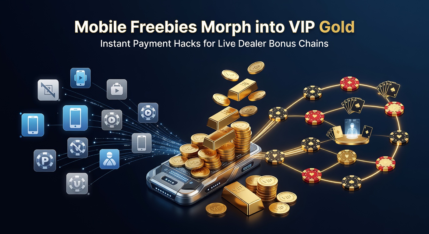 Grafiek met pijlen die gratis mobiele bonussen laten zien die via snelle betalingen uitgroeien tot VIP-goud in live dealer casino's