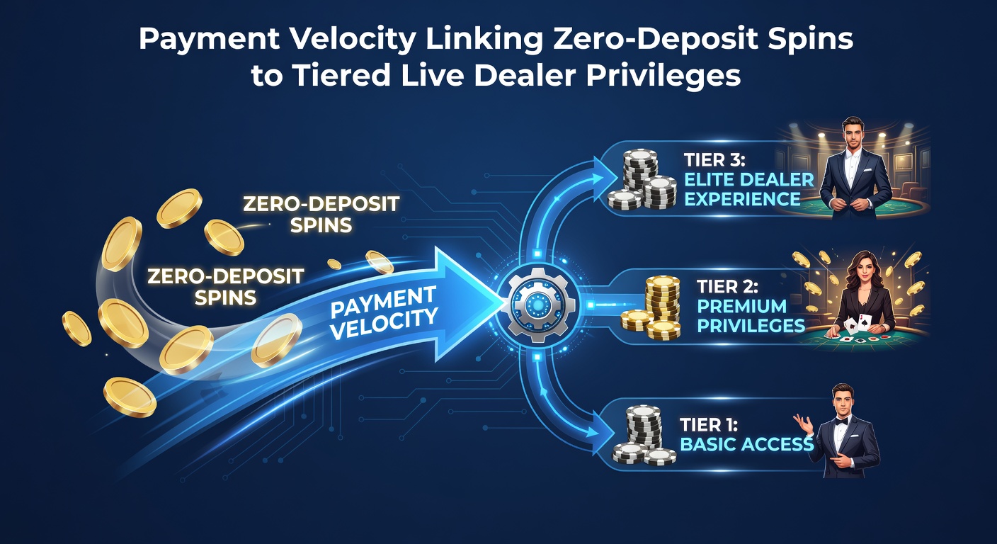 Illustratie van betalingsstromen die zero-deposit spins verbinden met live dealer privileges