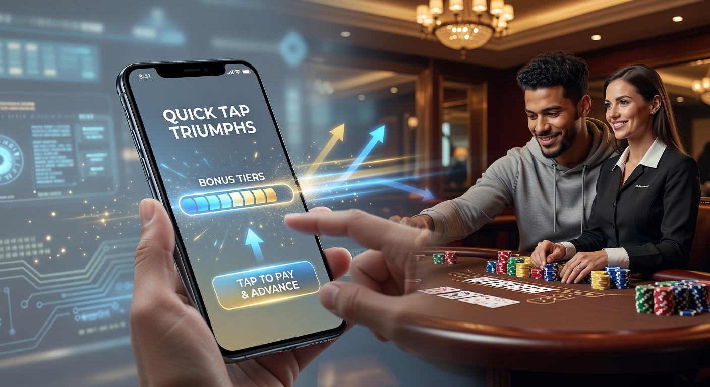 Smartphone met snelle mobiele betaling activeert casino bonus op scherm met live dealer tafels op de achtergrond