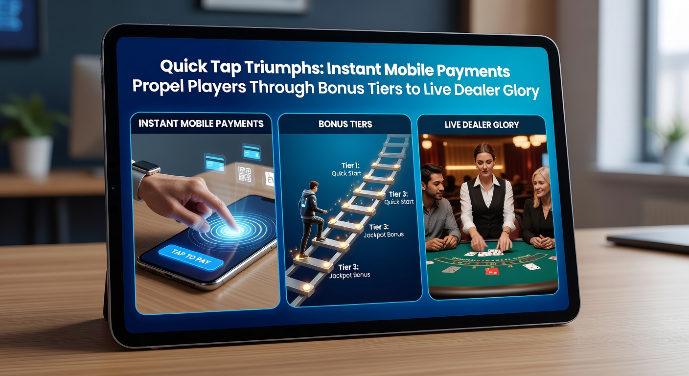 Grafiek toont groei van mobiele betalingen in casino's met pijlen naar bonus tiers en live dealer iconen